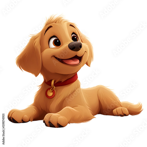Cute Cartoon Puppy Lying Down