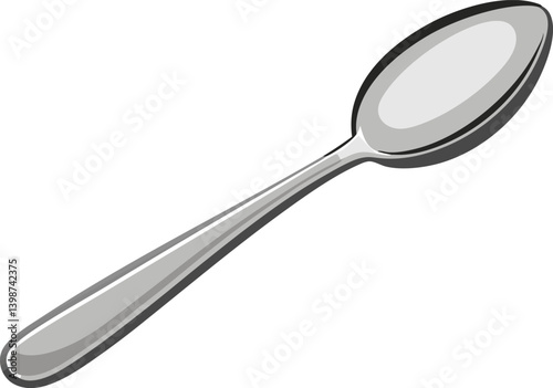 Classic Design Silver Spoon Cutout Vector Illustration