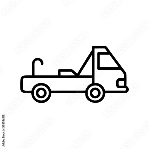 Tow truck vehicle outline design on a white background  