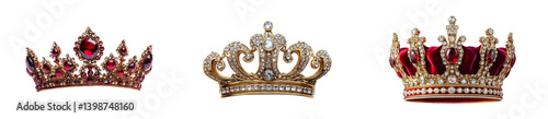 Elegant crown showcase royal display jewelry. Cut out png set