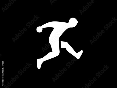 Minimalist running figure logo design emphasizing motion and athleticism in a digital format