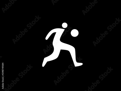 Minimalist logo of a figure in motion, emphasizing dynamic activity and simplicity in design