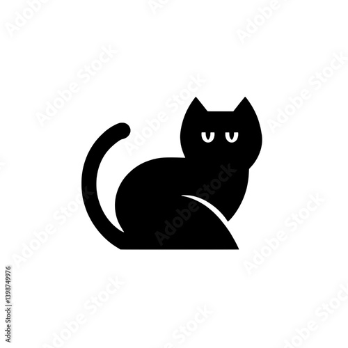 Minimalist black cat logo design showcasing sleek lines and simplicity for branding and creative projects