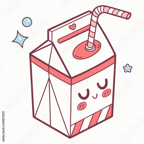 Cute milk carton emoji with sleepy eyes and straw