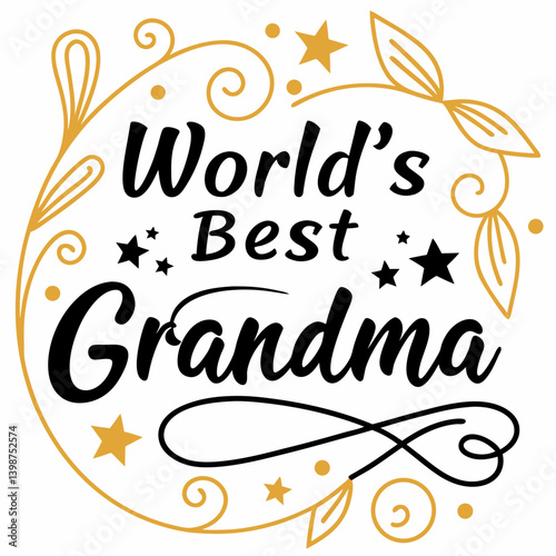 Worlds Best Grandma Floral Design Mothers Day Celebration Vector Illustration