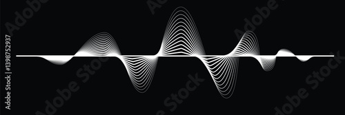 Digital sound equalizer . Audio signal frequency signal . Abstract flow linear fluid wavy shape . Acoustic volume lines .Curved lines pattern . Music sound wave . Vector illustration