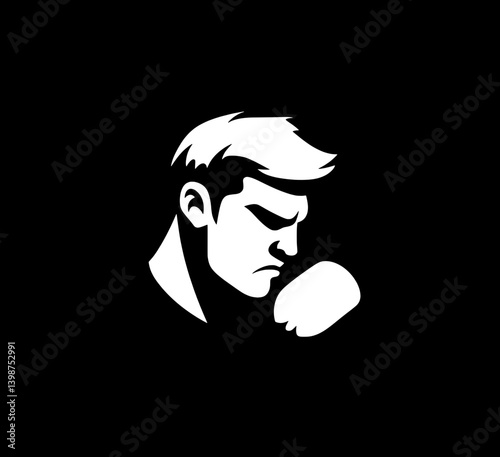 Bold minimalism showcased in a striking logo depicting a contemplative figure in deep thought