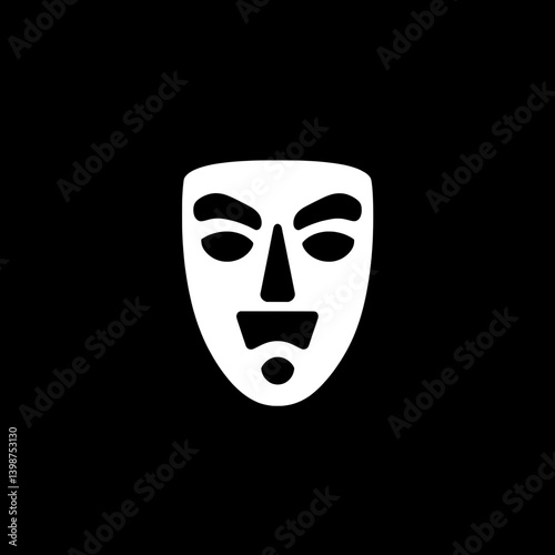 Minimalistic logo design featuring a stylized mask icon for a modern branding project