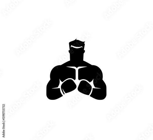 Strong and determined figure representing boxing in a minimalist logo design