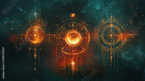 The temporal veil of divination. Oracles Glyphs. Illustration