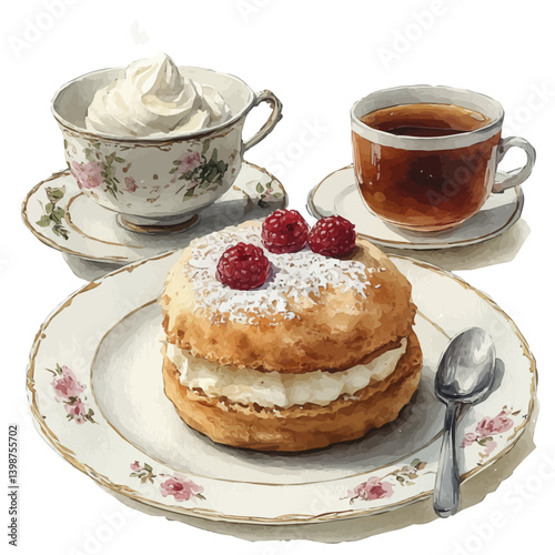 Soufflé, watercolor illustration, isolated on a white background.

