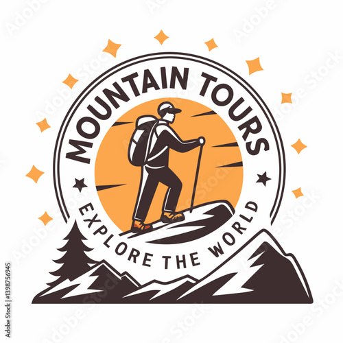 Adventure And Outdoor Mountain Tour Vector Illustration Design For Logo Template