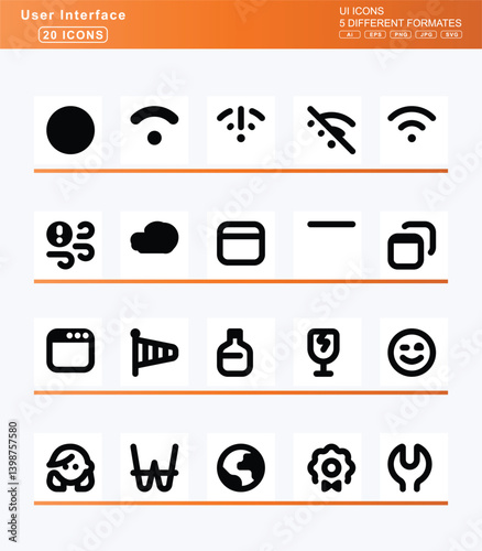 Set of 20 bold user interface icons, folder, minus, icon, flat, vector, open, folders, times, tree, upload, xmark, followcollection