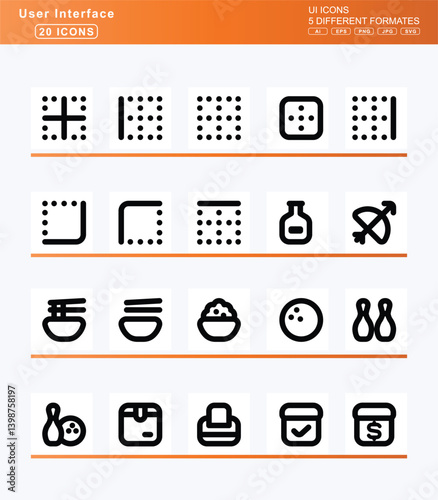Set of 20 bold user interface icons, arrow, square, left, -2, icon, flat, vector, right, up, arrows, repeat, 1