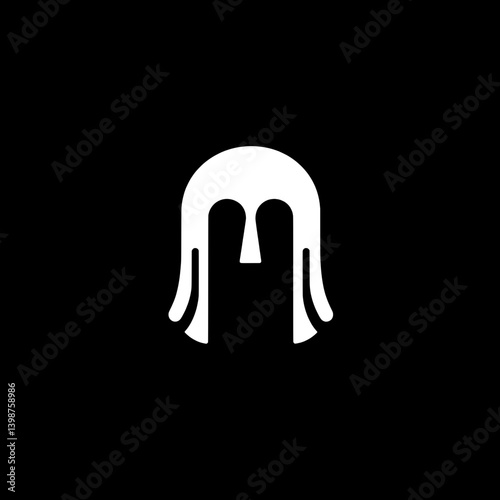 Minimalist logo design featuring a unique icon representing a modern abstract character with flowing elements