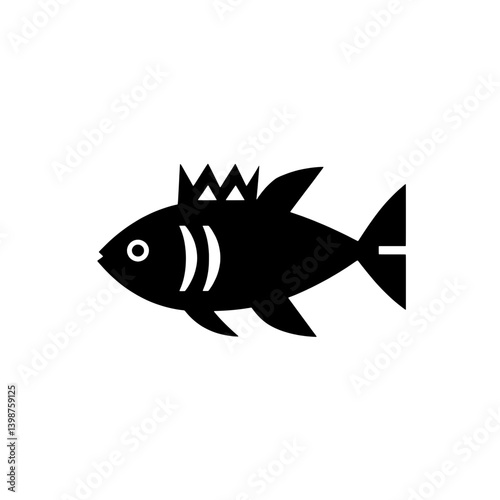 Stylized black fish logo featuring a crown, designed with a minimalistic approach