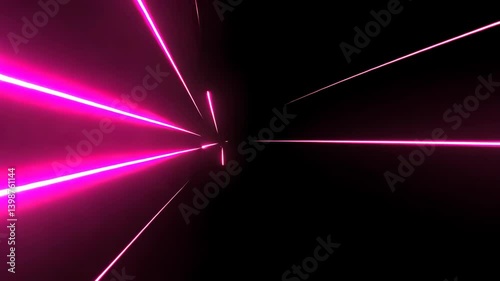 Abstract pink laser beams in a dark background  