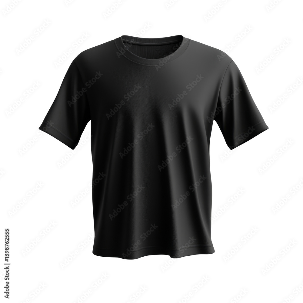 Simple black t-shirt with short sleeves and classic round neck design Simple black t-shirt with short sleeves and classic round neck design