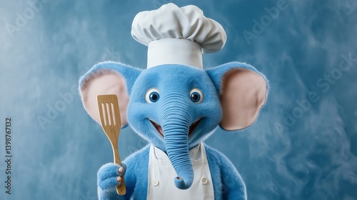 3D illustration of elephant chef 