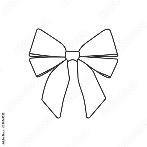 Bow, sketch, isolated on a transparent background. Vector illustration. Line, outline, simple design. Decorative element, clip art, icon. Black.