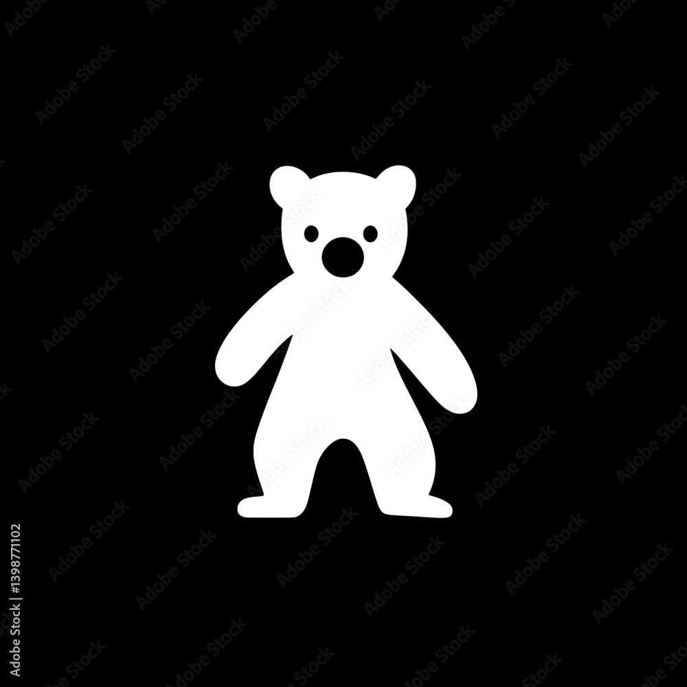 Obraz premium Cute minimalistic bear logo in black and white vector design suitable for modern branding and creative projects