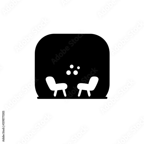 Minimalist icon showcasing a cozy seating area with two chairs and a decorative element in a modern style and color palette