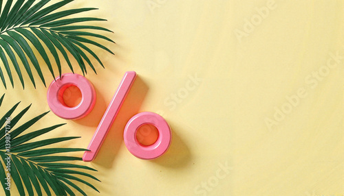 Vibrant summer discount poster with floating percentage signs, promotion