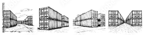 Container yard filled with shipping containers under a bright sky during daytime