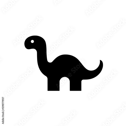 Minimalist black dinosaur icon in vector format showcasing simple design elements and smooth lines for modern aesthetics