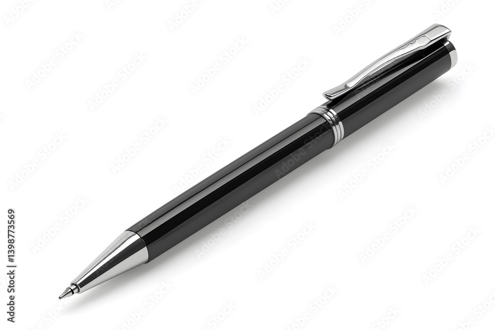 Elegant Metal Ballpoint Pen with Glossy Black Finish Elegant Metal Ballpoint Pen with Glossy Black Finish