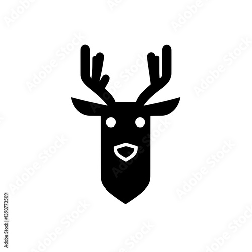 Minimalist black and white deer logo featuring a stylized representation with antlers and friendly expression for modern branding