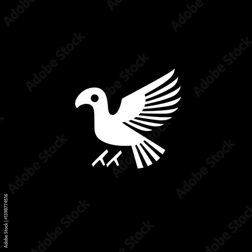 Minimalist black and white vector logo featuring a stylized bird with outstretched wings