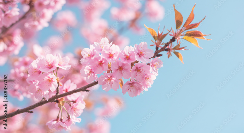 Cherry Blossoms with Pink Petals – Spring Bloom and Dreamy Sakura Branches under Azure Sky Cherry Blossoms with Pink Petals – Spring Bloom and Dreamy Sakura Branches under Azure Sky