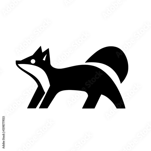 Creative black and white minimalist vector design of a stylized fox logo for branding and identity projects