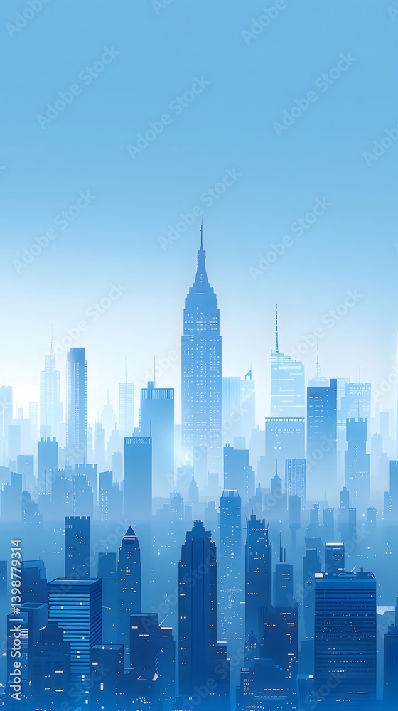 Blue Cityscape with High Rise Skyscrapers under Cloudy Sky in a Modern Urban Environment Blue Cityscape with High Rise Skyscrapers under Cloudy Sky in a Modern Urban Environment