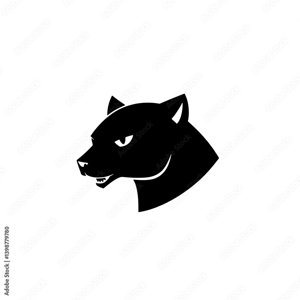 Fototapeta premium Minimalist black and white logo design featuring a panther head icon created in a vector format
