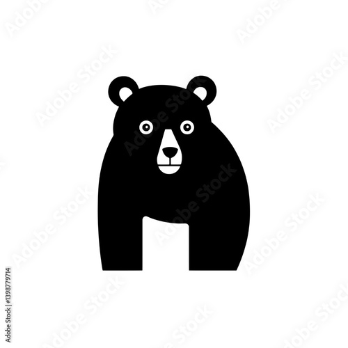 Minimalist bear icon in black and white showcasing a simple yet striking design suitable for various applications