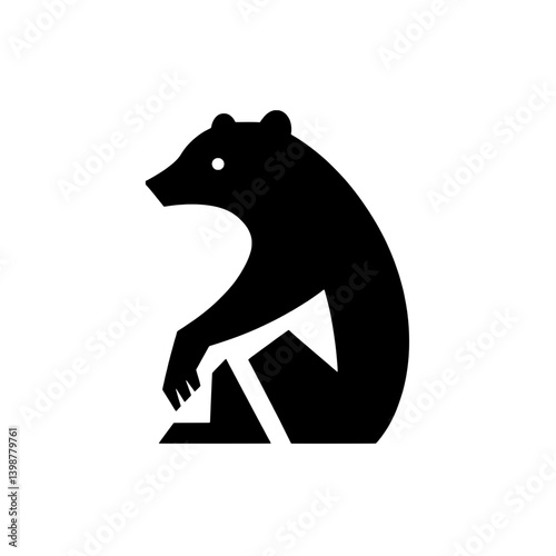 Stylized black bear logo featuring minimalistic design elements and clean lines in vector format