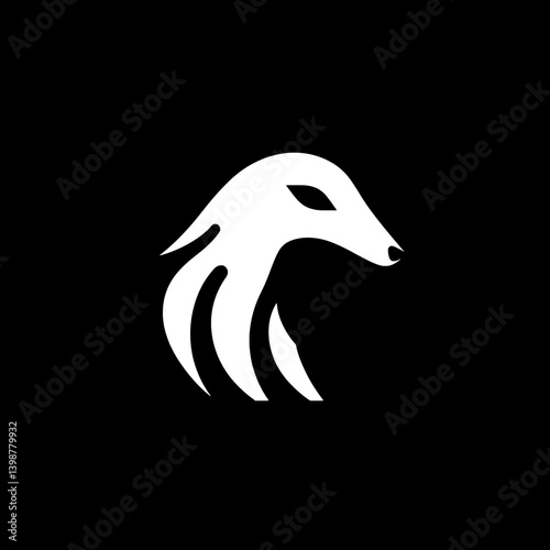 Minimalistic wolf logo design in black and white showcasing elegance and modernity in vector format