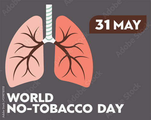 World No-Tobacco Day Lungs Illustration for May 31st Awareness.