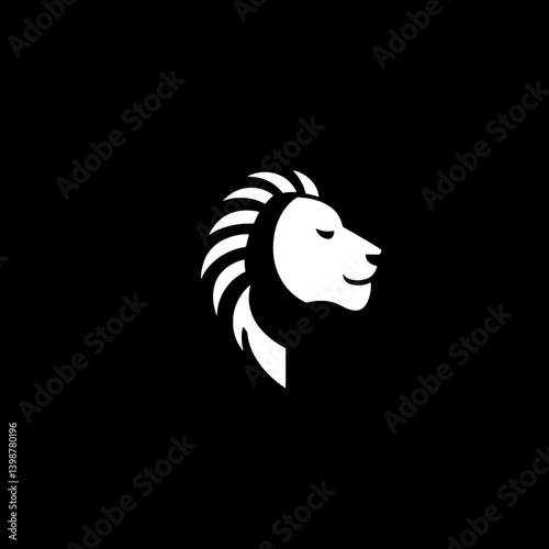 Minimalist lion logo design featuring a sleek black and white vector aesthetic ideal for branding or digital projects