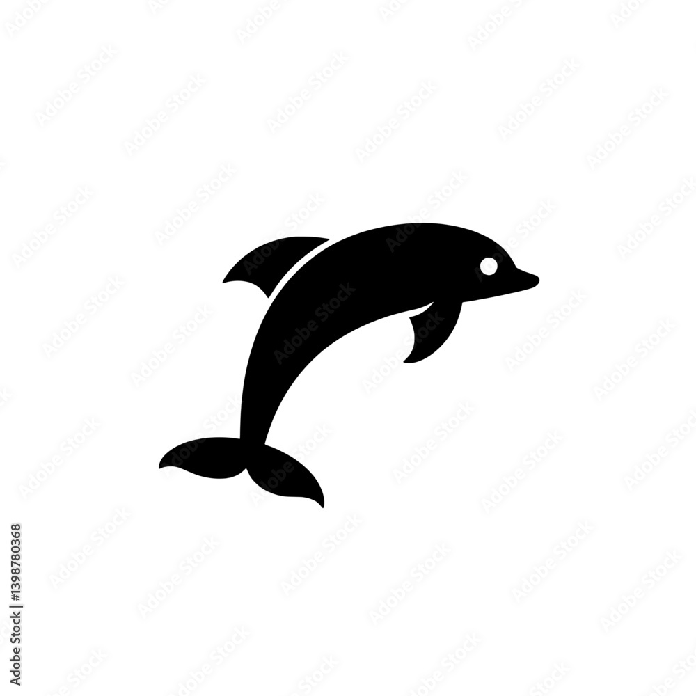 Fototapeta premium Stylized dolphin logo featuring minimalist design in black and white vector format