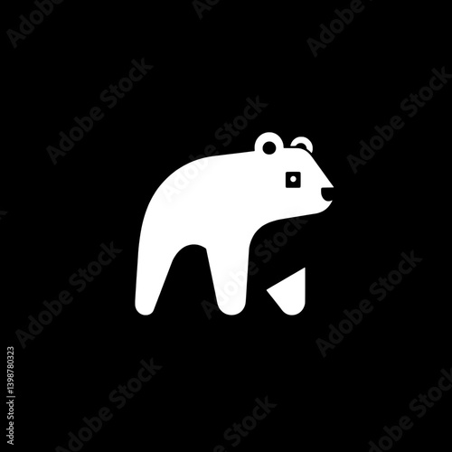 Simple minimalistic bear icon designed using black and white colors in vector format, suitable for modern branding needs