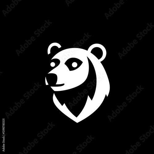 Minimalist bear logo design featuring black and white colors suitable for branding or identity use