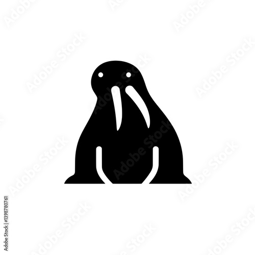Minimalist walrus logo design in black and white vector format showcasing simple lines and modern aesthetic principles