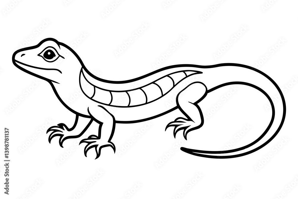Obraz premium lizard silhouette line art vector illustration with a white background