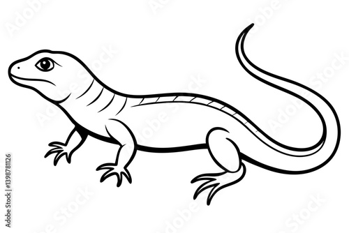 lizard silhouette line art vector illustration with a white background