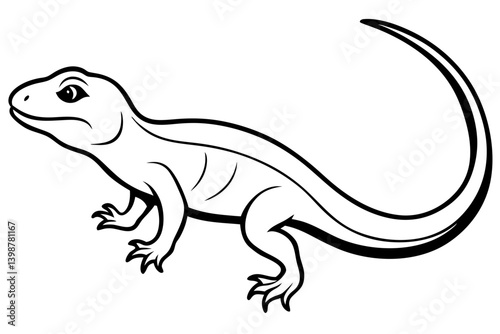 lizard silhouette line art vector illustration with a white background