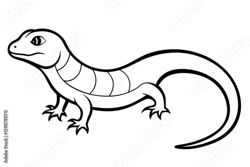 lizard silhouette line art vector illustration with a white background