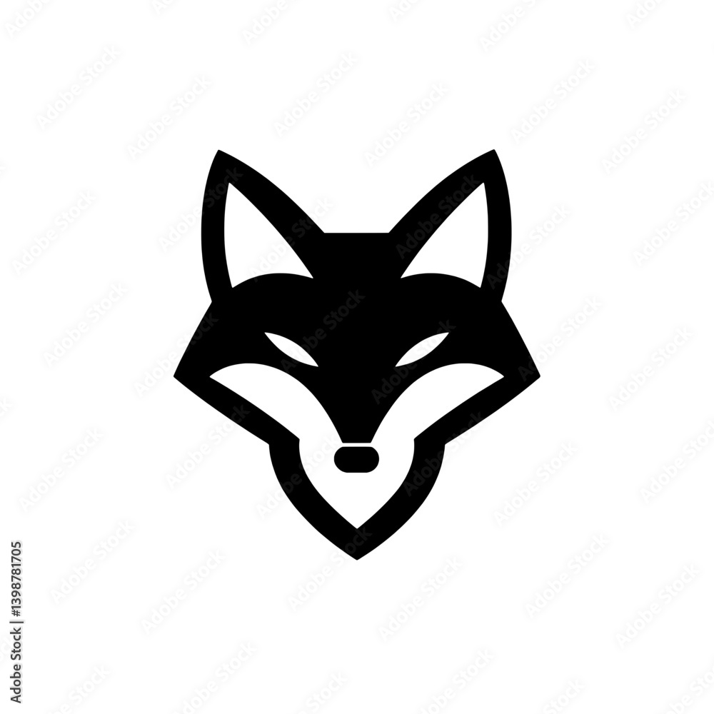 Fototapeta premium Minimalist black and white fox logo icon designed for modern branding